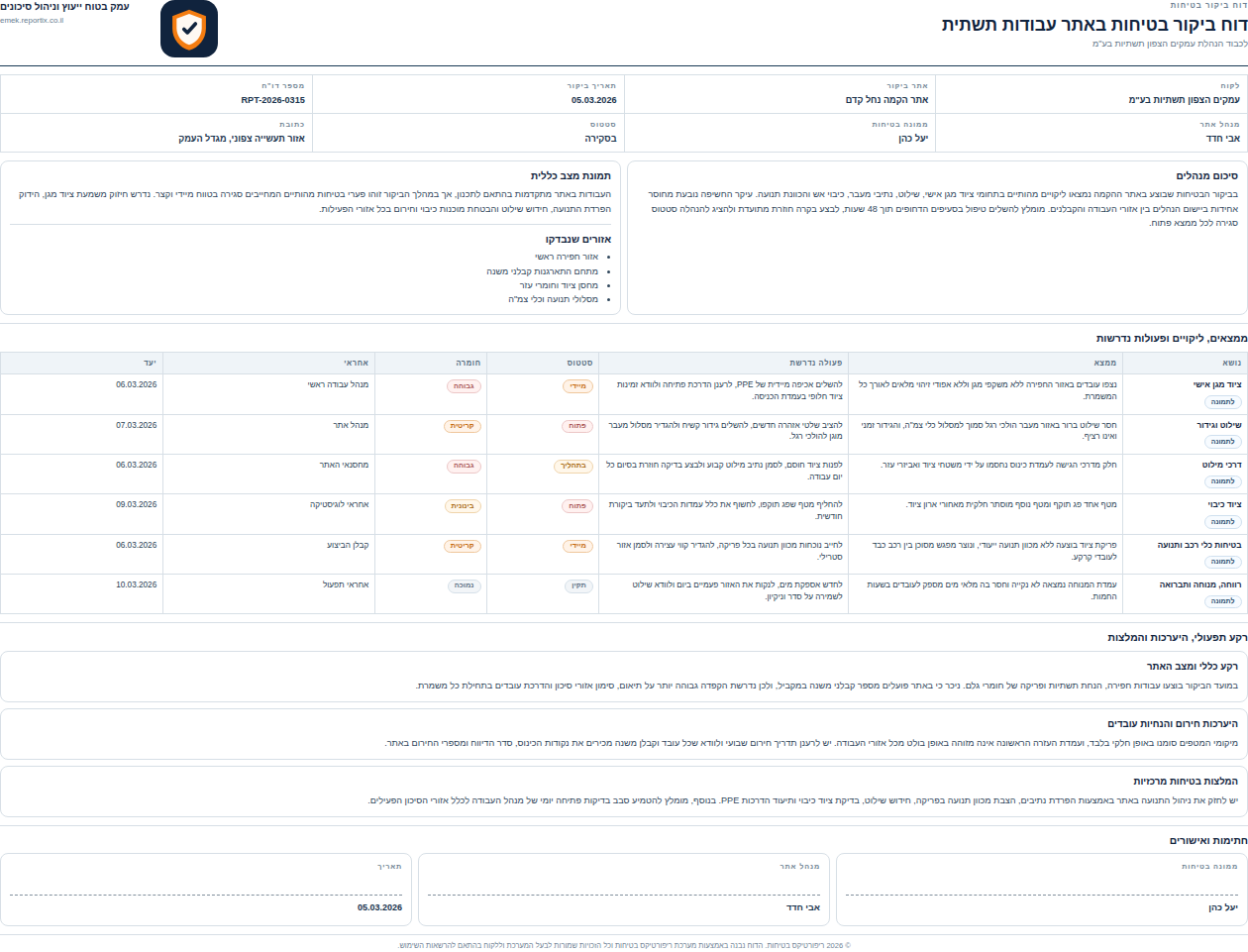 עמוד 1 בדוח לדוגמה